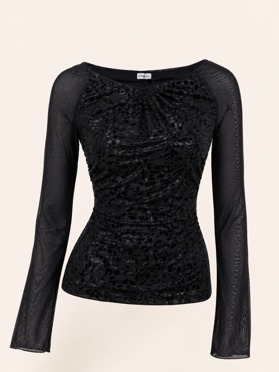 BLACK MESH SLEEVE TOP
